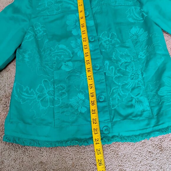 Chico's Green Embroidered Jacket - Picture 6 of 9